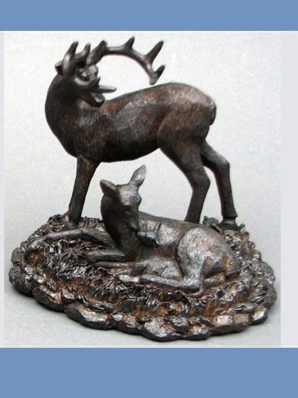 Stone Resin Deer Family of Three Deer Daddy Buck, Mommy Doe and Baby Fawn 14092